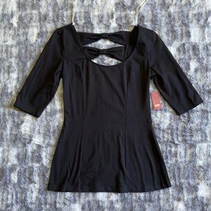 🌟NWT! No Boundaries Black Soot Bow Back Body Con Top Size Medium (7/9)